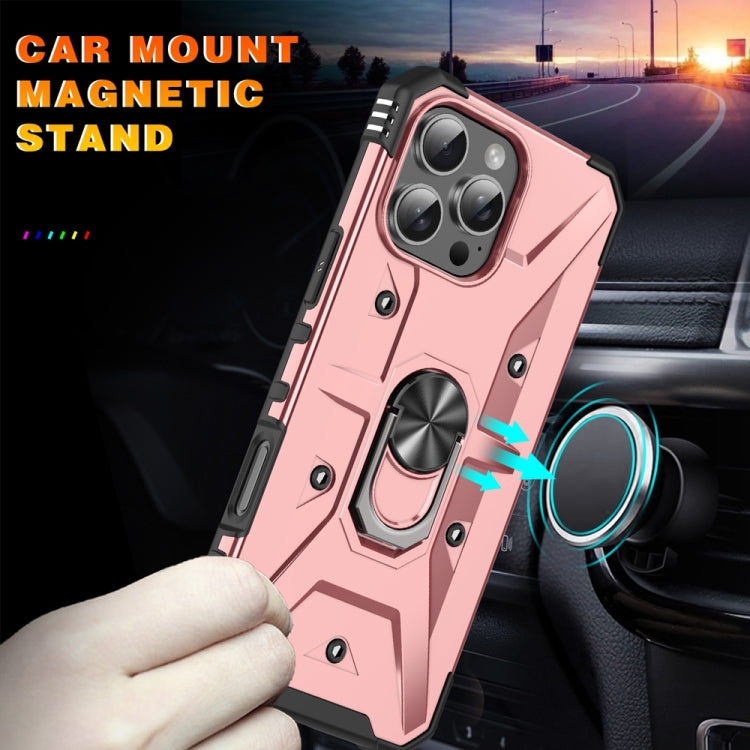 For iPhone 16 Pro Ring Holder Phone Case(Rose Gold) - iPhone 16 Pro Cases by buy2fix | Online Shopping UK | buy2fix