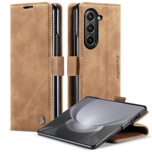 For Samsung Galaxy Z Fold5 CaseMe-013 Multifunctional Retro Frosted Leather Phone Case(Brown) - Galaxy Z Fold5 Cases by CaseMe | Online Shopping UK | buy2fix