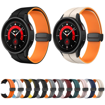 For Samsung Galaxy Watch 6 / 6 Classic Dual Color Magnetic Folding Buckle Silicone Watch Band(Black+Orange) - Watch Bands by buy2fix | Online Shopping UK | buy2fix