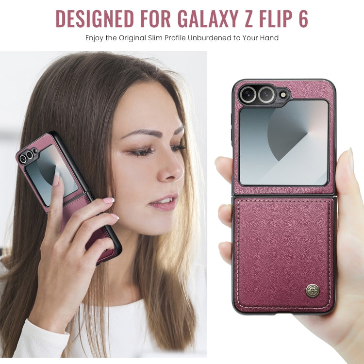 For Samsung Galaxy Z Flip6 5G CaseMe 023 Butterfly Buckle Litchi Texture RFID Anti-theft Leather Phone Case(Wine Red) - Galaxy Z Flip6 5G Cases by CaseMe | Online Shopping UK | buy2fix