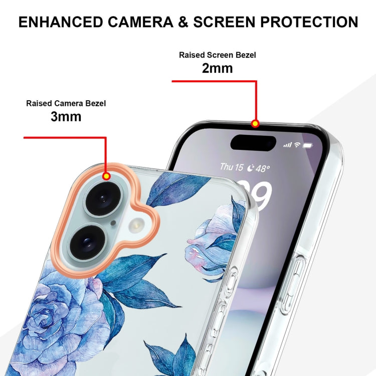 For iPhone 16 Flowers and Plants Series IMD TPU Phone Case(Orchid Peony) - iPhone 16 Cases by buy2fix | Online Shopping UK | buy2fix