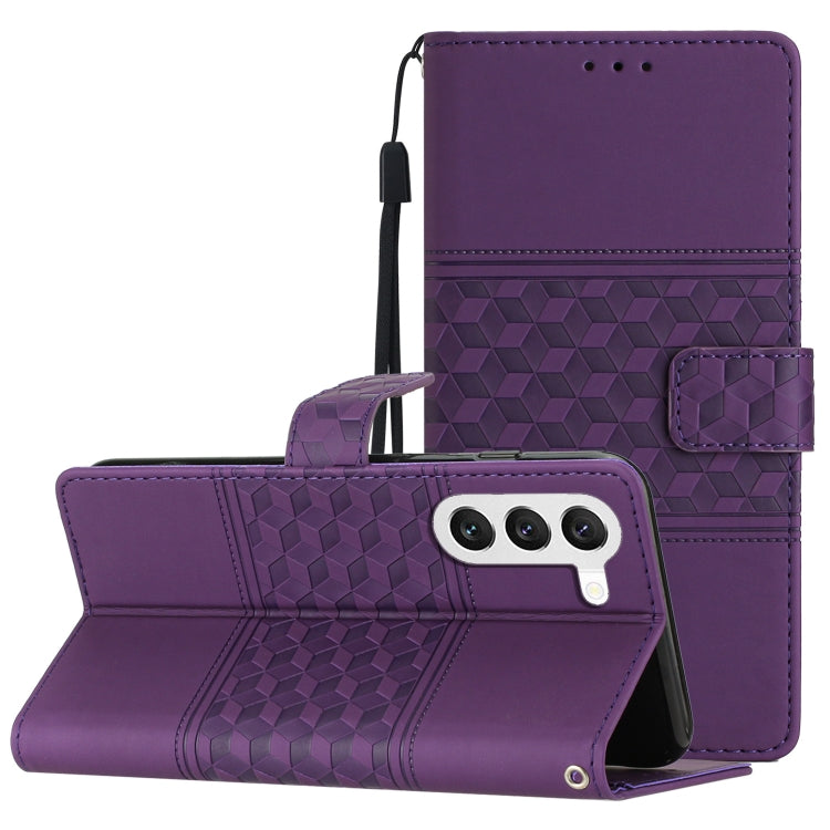 For Samsung Galaxy S24+ 5G Diamond Embossed Skin Feel Leather Phone Case(Purple) - Galaxy S24+ 5G Cases by buy2fix | Online Shopping UK | buy2fix