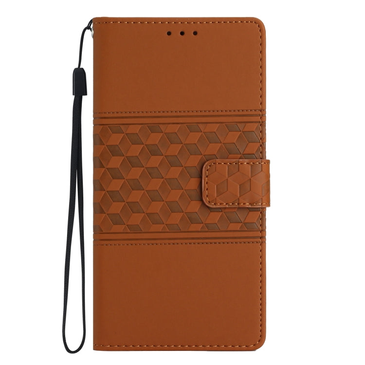 For Samsung Galaxy A35 5G Diamond Embossed Skin Feel Leather Phone Case(Brown) - Galaxy Phone Cases by buy2fix | Online Shopping UK | buy2fix