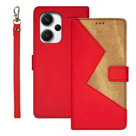 For Xiaomi Redmi Note 13 Pro+ 5G idewei Two-color Splicing Leather Phone Case(Red) - Xiaomi Cases by idewei | Online Shopping UK | buy2fix