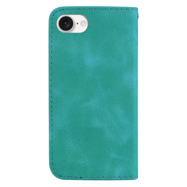 For iPhone SE 2024 Seven-shaped Embossed Leather Phone Case(Green) - More iPhone Cases by buy2fix | Online Shopping UK | buy2fix