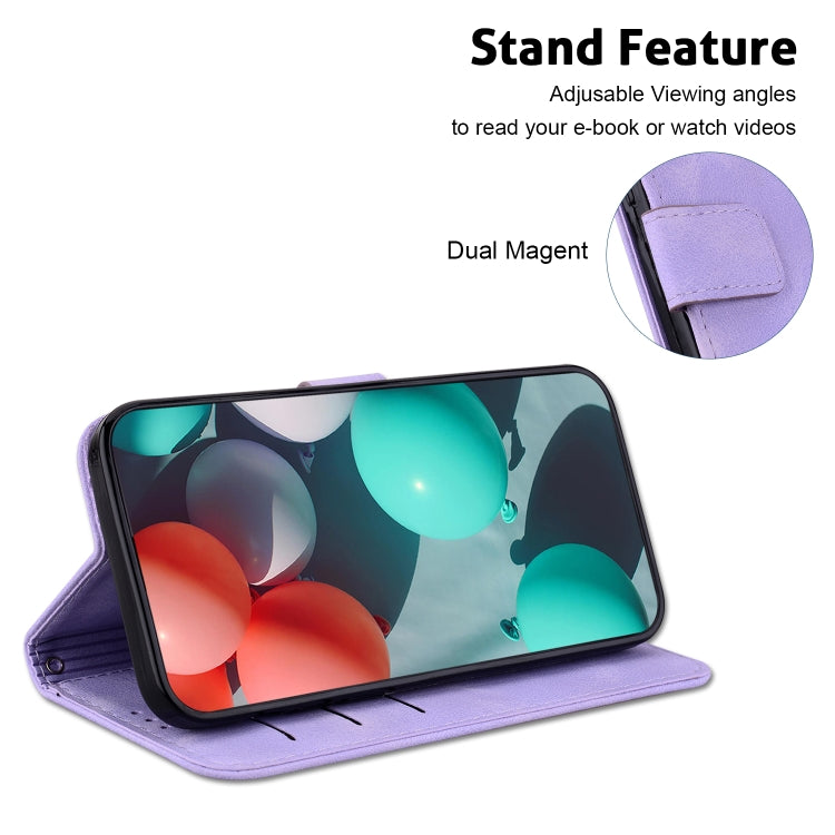 For iPhone 16 Seven-shaped Embossed Leather Phone Case(Purple) - iPhone 16 Cases by buy2fix | Online Shopping UK | buy2fix