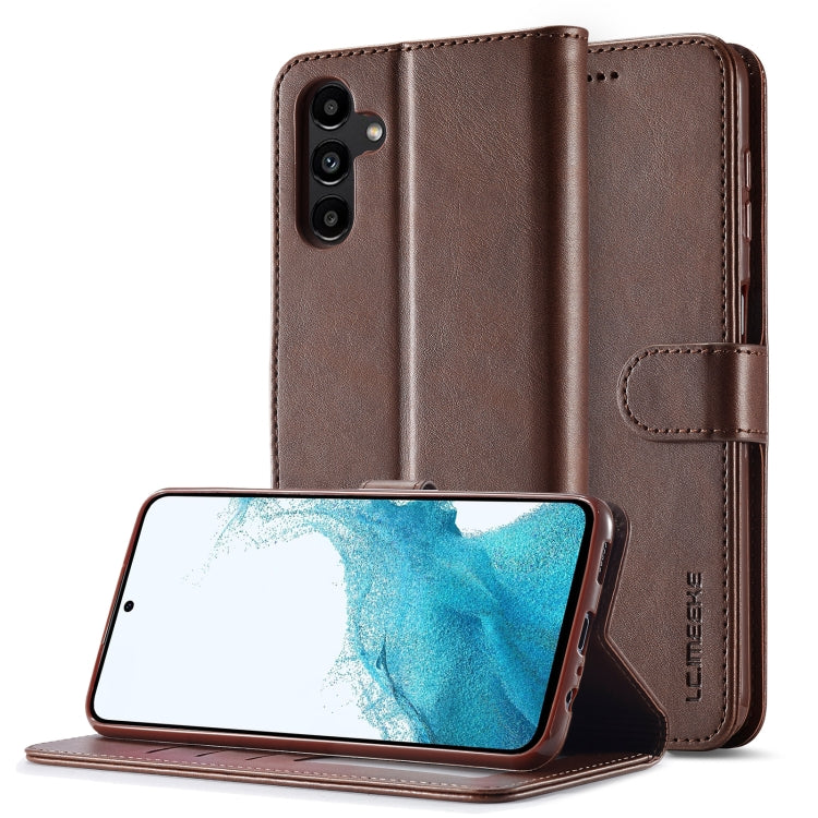 For Samsung Galaxy A05S LC.IMEEKE Calf Texture Leather Phone Case(Coffee) - Galaxy Phone Cases by LC.IMEEKE | Online Shopping UK | buy2fix