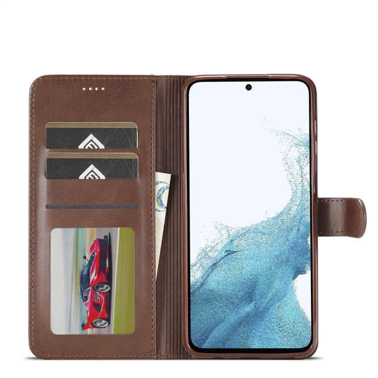 For Samsung Galaxy A05S LC.IMEEKE Calf Texture Leather Phone Case(Coffee) - Galaxy Phone Cases by LC.IMEEKE | Online Shopping UK | buy2fix