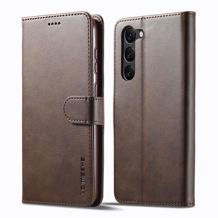 For Samsung Galaxy S24 5G LC.IMEEKE Calf Texture Leather Phone Case(Coffee) - Galaxy S24 5G Cases by LC.IMEEKE | Online Shopping UK | buy2fix