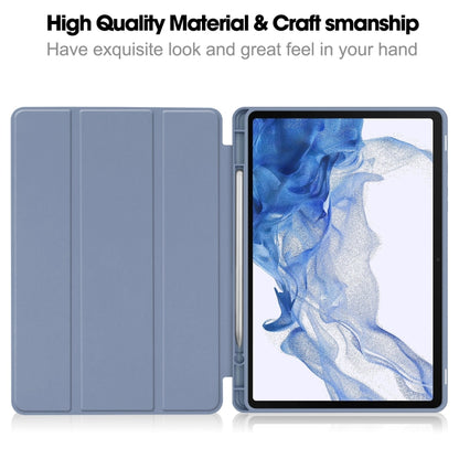 For Samsung Galaxy Tab S9 3-Fold Pure Color TPU Smart Leather Tablet Case with Pen Slot(Lavender) - Galaxy Tab S9 Cases by buy2fix | Online Shopping UK | buy2fix