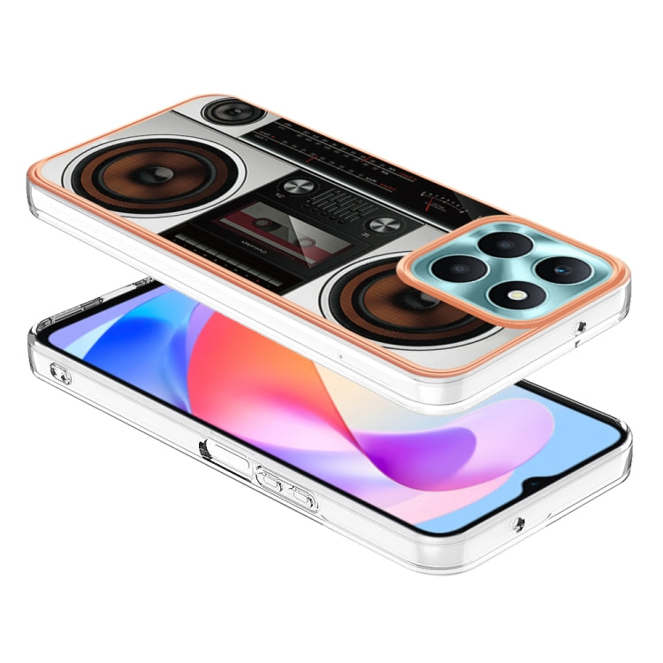 For Honor X6a Electroplating Marble Dual-side IMD Phone Case(Retro Radio) - Honor Cases by buy2fix | Online Shopping UK | buy2fix