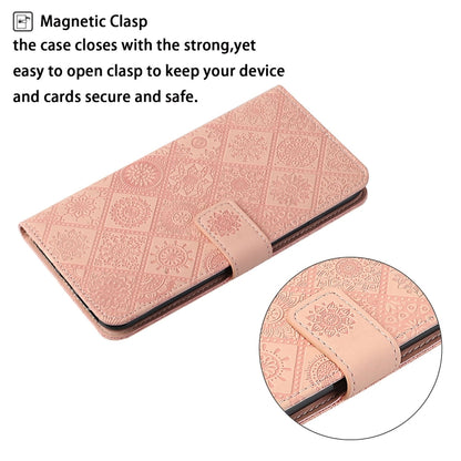 For iPhone 16 Pro Ethnic Style Embossed Pattern Leather Phone Case(Pink) - iPhone 16 Pro Cases by buy2fix | Online Shopping UK | buy2fix