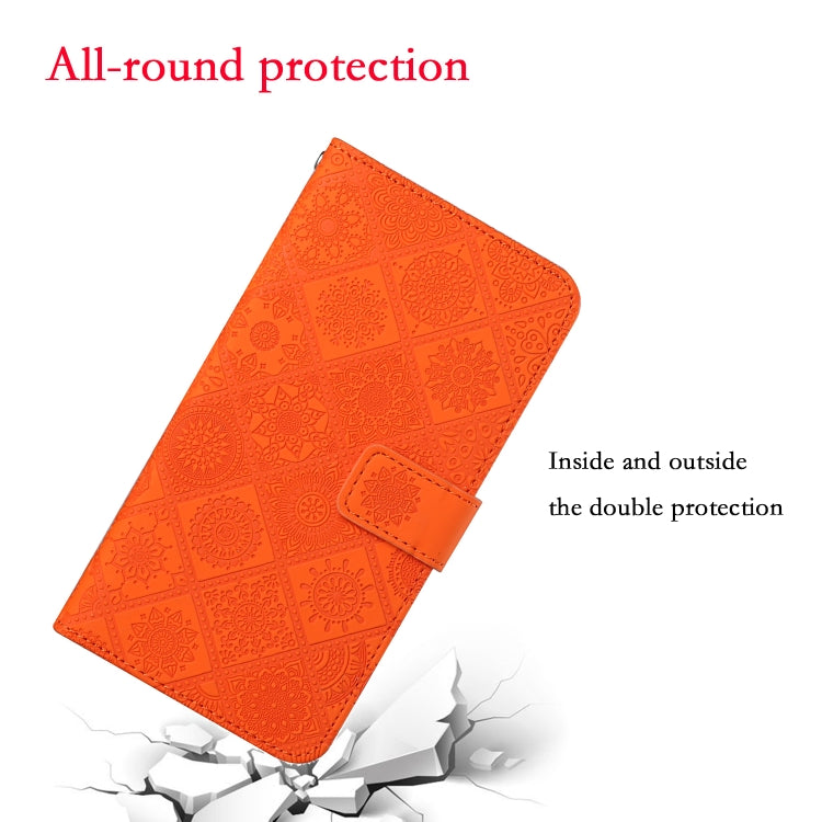 For iPhone 16 Ethnic Style Embossed Pattern Leather Phone Case(Orange) - iPhone 16 Cases by buy2fix | Online Shopping UK | buy2fix