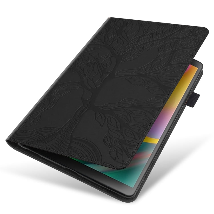 For Samsung Galaxy Tab S8 / S7 Life Tree Series Horizontal Flip Leather Tablet Case(Black) - Galaxy Tab S8 Cases by buy2fix | Online Shopping UK | buy2fix