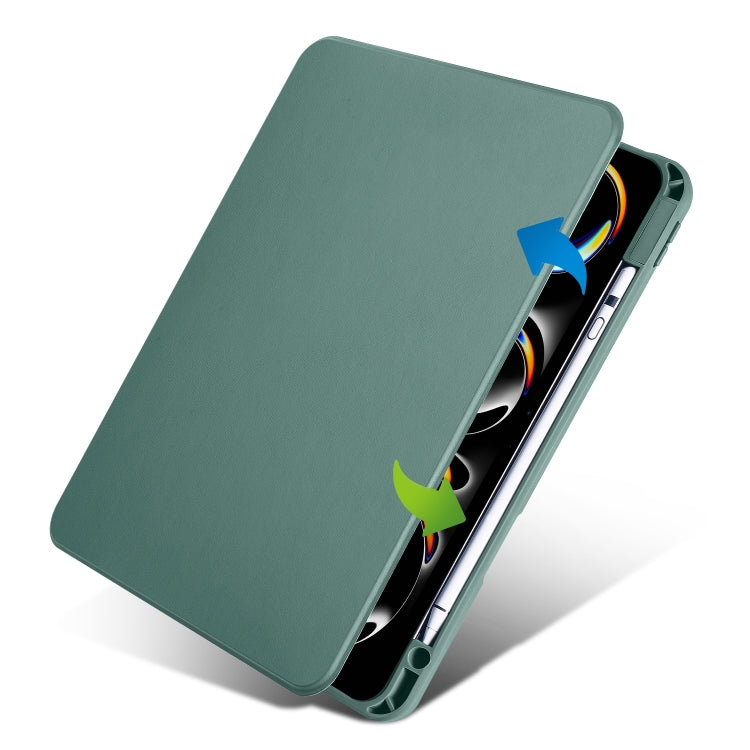 For iPad Pro 13 2024 Acrylic 360 Rotation Detachable Leather Tablet Case(Deep Green) - iPad Pro 13 2024 Cases by buy2fix | Online Shopping UK | buy2fix