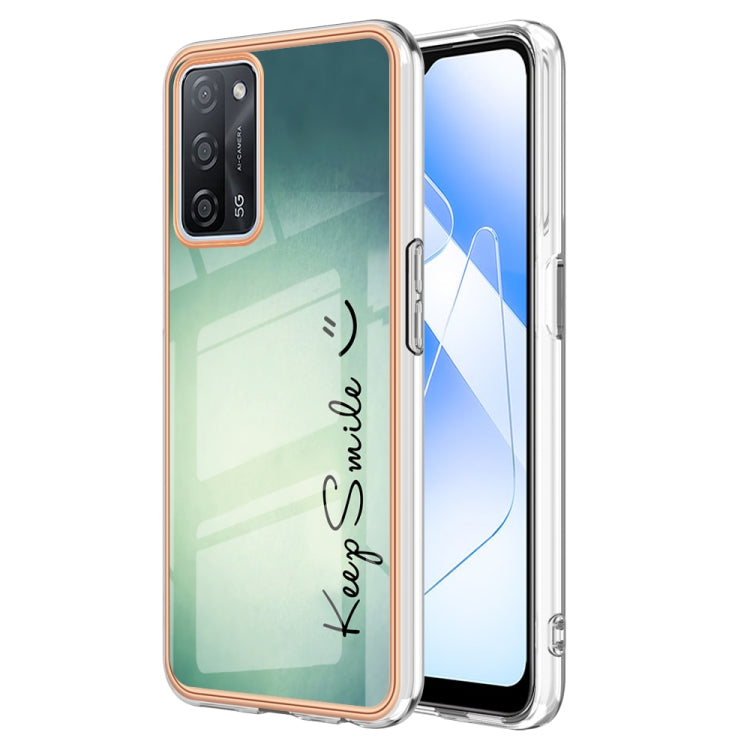 For OPPO A55 5G / A53s 5G / A54 4G Electroplating Marble Dual-side IMD Phone Case(Smile) - OPPO Cases by buy2fix | Online Shopping UK | buy2fix