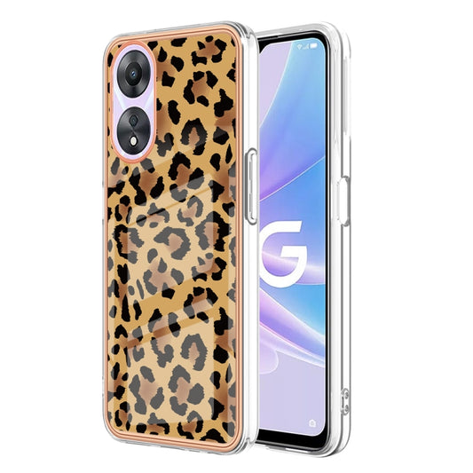 For OPPO A78 / A58 Electroplating Marble Dual-side IMD Phone Case(Leopard Print) - OPPO Cases by buy2fix | Online Shopping UK | buy2fix