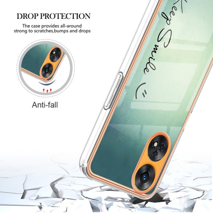 For OPPO Reno8 T 4G Electroplating Marble Dual-side IMD Phone Case(Smile) - OPPO Cases by buy2fix | Online Shopping UK | buy2fix