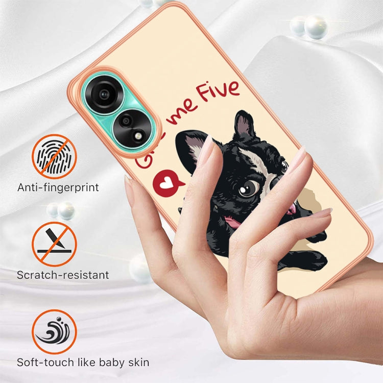 For OPPO A78 4G Electroplating Marble Dual-side IMD Phone Case(Lucky Dog) - OPPO Cases by buy2fix | Online Shopping UK | buy2fix