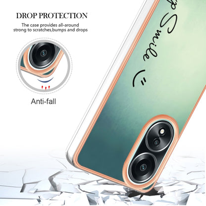 For OPPO A58 4G Electroplating Marble Dual-side IMD Phone Case(Smile) - OPPO Cases by buy2fix | Online Shopping UK | buy2fix