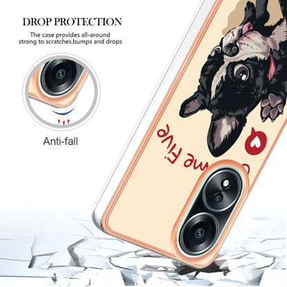 For OPPO A58 4G Electroplating Marble Dual-side IMD Phone Case(Lucky Dog) - OPPO Cases by buy2fix | Online Shopping UK | buy2fix