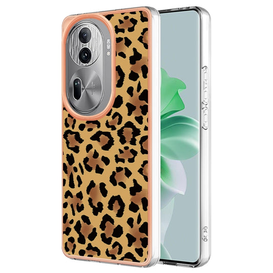 For OPPO Reno11 Pro 5G Global Electroplating Marble Dual-side IMD Phone Case(Leopard Print) - Reno11 Pro Cases by buy2fix | Online Shopping UK | buy2fix