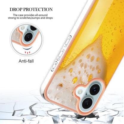 For iPhone 16 Electroplating Marble Dual-side IMD Phone Case(Draft Beer) - iPhone 16 Cases by buy2fix | Online Shopping UK | buy2fix