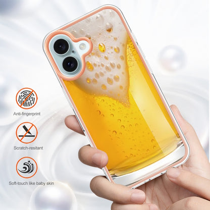 For iPhone 16 Electroplating Marble Dual-side IMD Phone Case(Draft Beer) - iPhone 16 Cases by buy2fix | Online Shopping UK | buy2fix