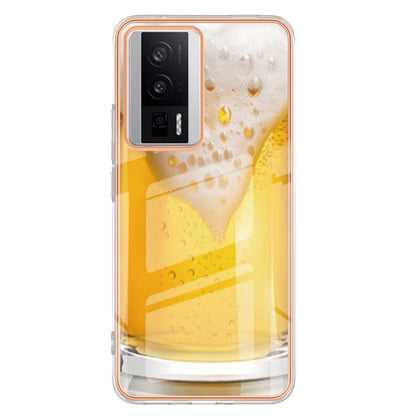 For Xiaomi Poco F5 Pro 5G / Redmi K60 Electroplating Marble Dual-side IMD Phone Case(Draft Beer) - Xiaomi Cases by buy2fix | Online Shopping UK | buy2fix