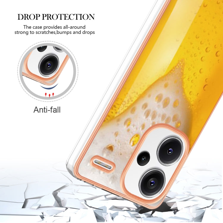 For Xiaomi Redmi Note 13 Pro+ 5G Electroplating Marble Dual-side IMD Phone Case(Draft Beer) - Note 13 Pro+ Cases by buy2fix | Online Shopping UK | buy2fix