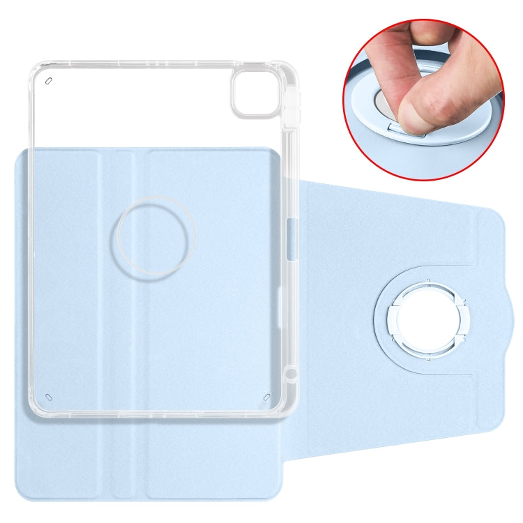 For iPad Pro 13 2024 Clear Acrylic 360 Rotation Detachable Leather Tablet Case(Ice Blue) - iPad Pro 13 2024 Cases by buy2fix | Online Shopping UK | buy2fix