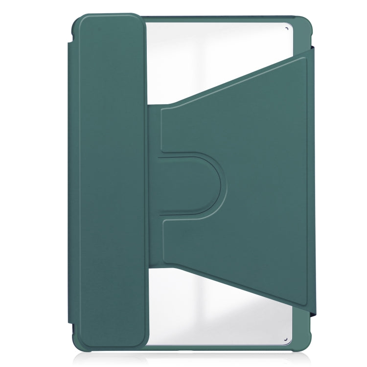 For Samsung Galaxy Tab S9+ 360 Rotation Transparent Smart Leather Case(Dark Green) - Galaxy Tab S9+ Cases by buy2fix | Online Shopping UK | buy2fix