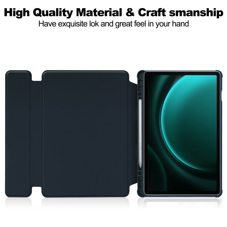 For Samsung Galaxy Tab S9 FE+ 360 Rotation Transparent Smart Leather Case(Dark Blue) - Galaxy Tab S9 FE+ by buy2fix | Online Shopping UK | buy2fix