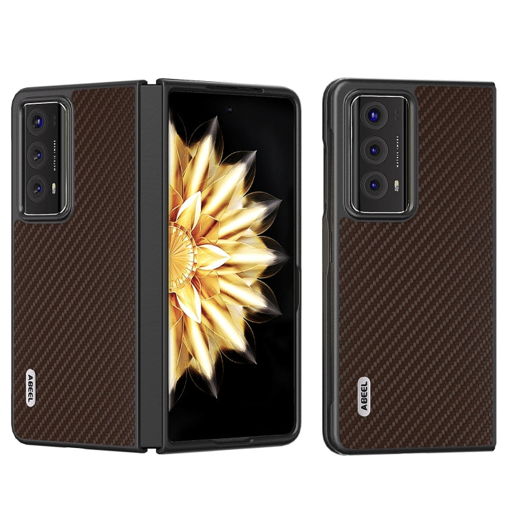 For Honor Magic V2 Electroplating Carbon Fiber Texture Protective Phone Case(Dark Brown) - Honor Cases by buy2fix | Online Shopping UK | buy2fix