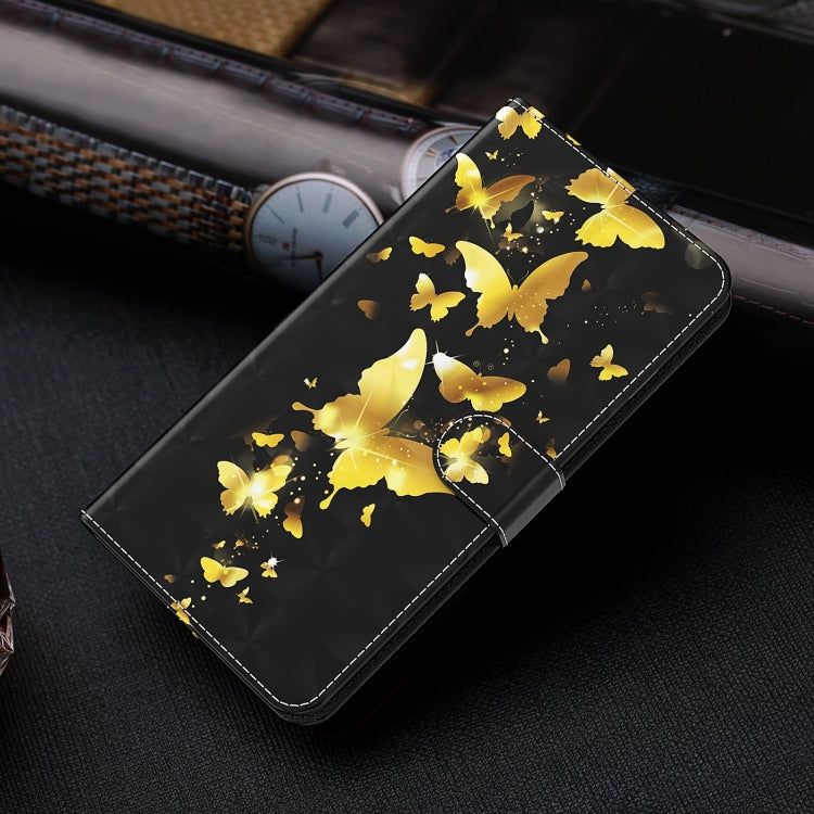 For Samsung Galaxy A55 5G 3D Painting Pattern Flip Leather Phone Case(Gold Butterfly) - Galaxy Phone Cases by buy2fix | Online Shopping UK | buy2fix