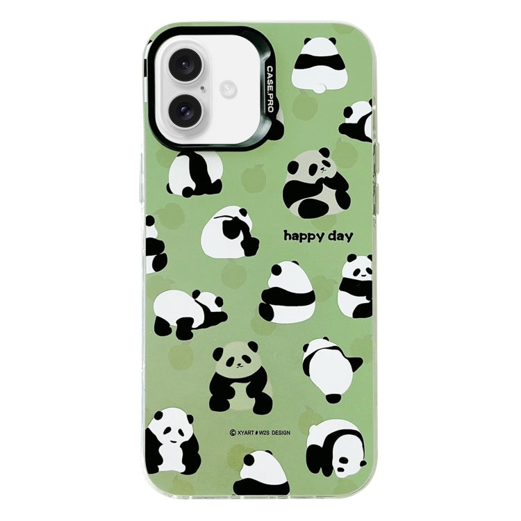 For iPhone 16 Plus Electroplated Silver Series PC Protective Phone Case(Green Panda) - iPhone 16 Plus Cases by buy2fix | Online Shopping UK | buy2fix