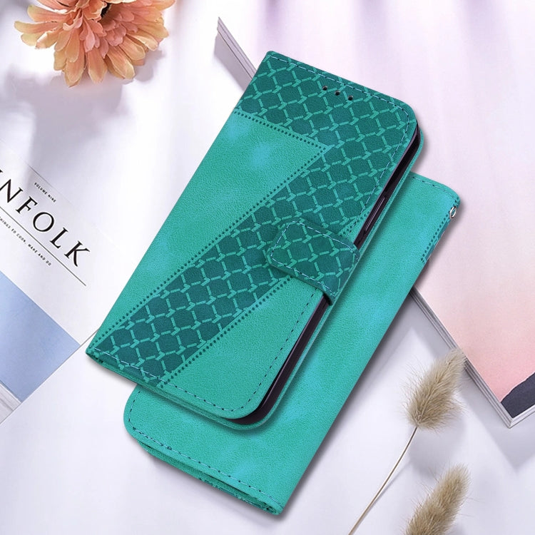 For Realme 12 5G 7-shaped Embossed Leather Phone Case(Green) - Realme Cases by buy2fix | Online Shopping UK | buy2fix