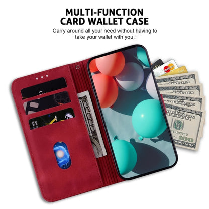 For Xiaomi Redmi Note 13 5G 7-shaped Embossed Leather Phone Case(Red) - Note 13 Cases by buy2fix | Online Shopping UK | buy2fix