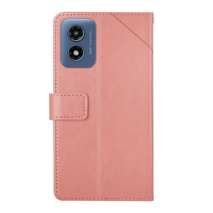 For Motorola Moto G Play 5G 2024 HT01 Y-shaped Pattern Flip Leather Phone Case(Pink) - Motorola Cases by buy2fix | Online Shopping UK | buy2fix