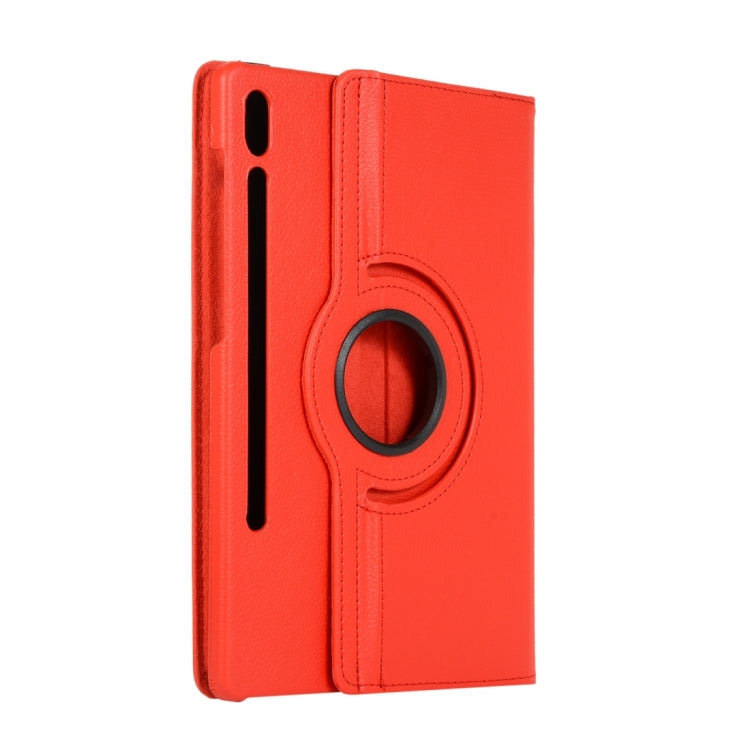 For Samsung Galaxy Tab S9 360 Degrees Rotation Holder Litchi Texture Leather Tablet Case(Red) - Galaxy Tab S9 Cases by buy2fix | Online Shopping UK | buy2fix