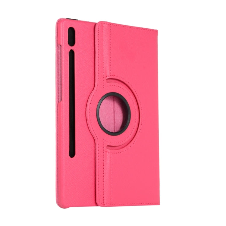 For Samsung Galaxy Tab S9+ 360 Degrees Rotation Holder Litchi Texture Leather Tablet Case(Rose Red) - Galaxy Tab S9+ Cases by buy2fix | Online Shopping UK | buy2fix