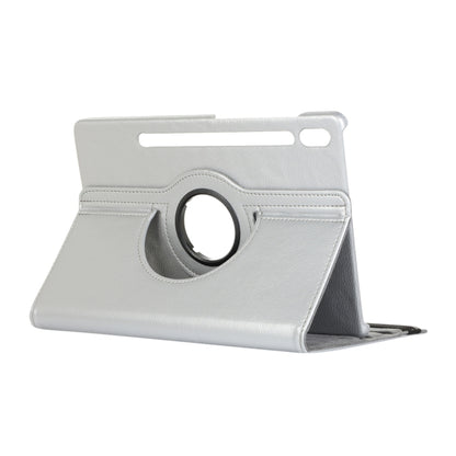 For Samsung Galaxy Tab S9+ 360 Degrees Rotation Holder Litchi Texture Leather Tablet Case(Silver) - Galaxy Tab S9+ Cases by buy2fix | Online Shopping UK | buy2fix