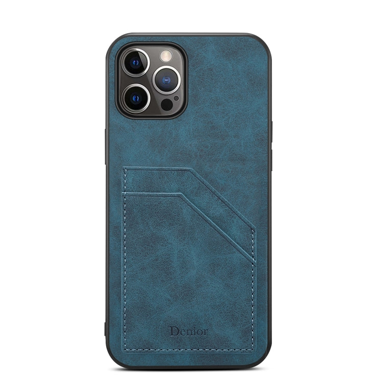 For iPhone 15 Pro Max Denior PU Dual Card Slot Back Cover Phone Case(Blue) - iPhone 15 Pro Max Cases by Denior | Online Shopping UK | buy2fix