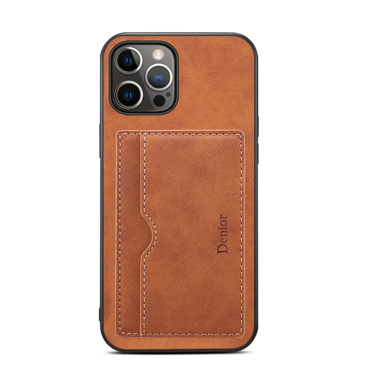 For iPhone 15 Pro Max Denior PU Single Card Slot Holder Phone Case(Brown) - iPhone 15 Pro Max Cases by Denior | Online Shopping UK | buy2fix