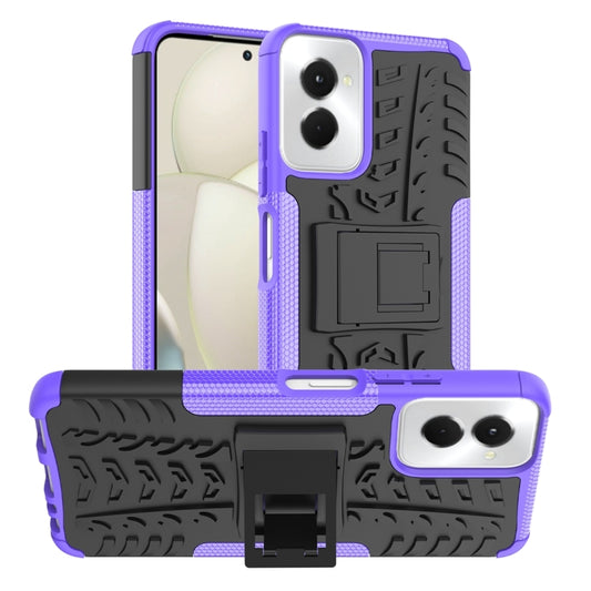 For Motorola Moto G Power 5G 2024 Tire Texture TPU + PC Phone Case with Holder(Purple) - Motorola Cases by buy2fix | Online Shopping UK | buy2fix