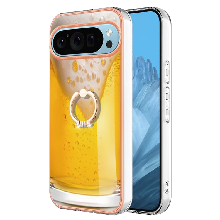 For Google Pixel 9 Pro XL Electroplating Dual-side IMD Phone Case with Ring Holder(Draft Beer) - Google Cases by buy2fix | Online Shopping UK | buy2fix