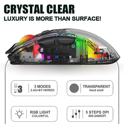 XUNFOX XYH20RGB Transparent 2400DPI RGB Light Wired Gaming Mouse, Cable Length: 1.2m(Black) - Wired Mice by buy2fix | Online Shopping UK | buy2fix
