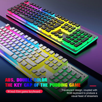 HXSJ L96 2.4G Wireless RGB Backlit Keyboard and Mouse Set 104 Pudding Key Caps + 4800DPI Mouse(White) - Wireless Keyboard by HXSJ | Online Shopping UK | buy2fix