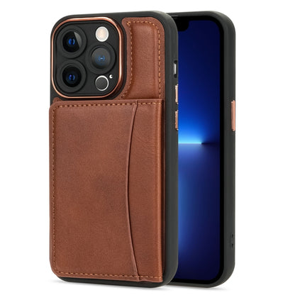 For iPhone 13 Pro Multifunctional Magsafe Magnetic Card Bag Phone Case(Brown) - iPhone 13 Pro Cases by buy2fix | Online Shopping UK | buy2fix