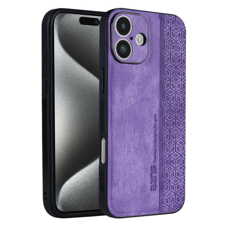 For iPhone 16 AZNS 3D Embossed Skin Feel Phone Case(Purple) - iPhone 16 Cases by AZNS | Online Shopping UK | buy2fix